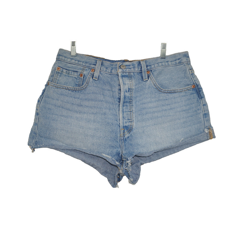 Levi’s 501 High Rise Cutoff Shorts W32 Light Wash Denim Raw Hem Distressed VTG